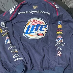 Chase Authentics Navy Racing Jacket with Miller Lite Logo